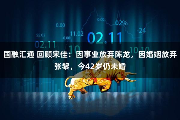 国融汇通 回顾宋佳：因事业放弃陈龙，因婚姻放弃张黎，今42岁仍未婚