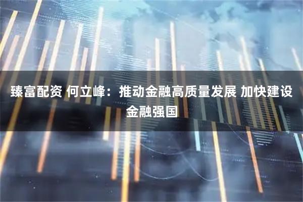 臻富配资 何立峰：推动金融高质量发展 加快建设金融强国
